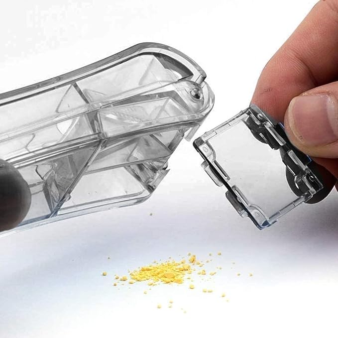 Pill Cutter for Small or Large Pills. The Best Multiple Pill Splitter Ever! Design in The USA. Doubles as a Pill Box. Not Suitable for Tiny Pills. Keychain Pill Holder As a Bonus. (Gray)