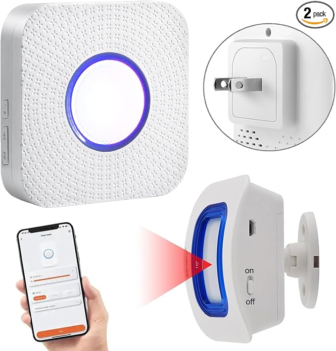Smart Bed Sensor Alarm and Fall Prevention for Elderly/Dementia,WiFi Wireless Caregiver Pager Motion Sensor Alarm with App (only Supports 2.4GHz WiFi) (1 WiFi Receiver 1 Motion Sensor)