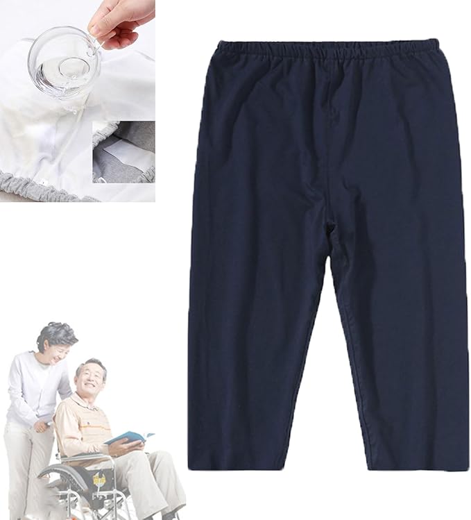TPU Incontinence Care Trousers, Washable Elastic Adjustable Patient Care Trousers, Ideal for Bedridden Patients, Elderly, Mobility Impaired, Women on Periods (Blue, L)