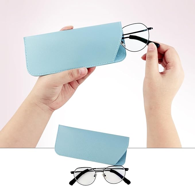 yuntop 4 Pack Soft Leather Glasses Case 7x3 Inch Eyeglasses Pouch Portable PU Leather Glasses Pouch