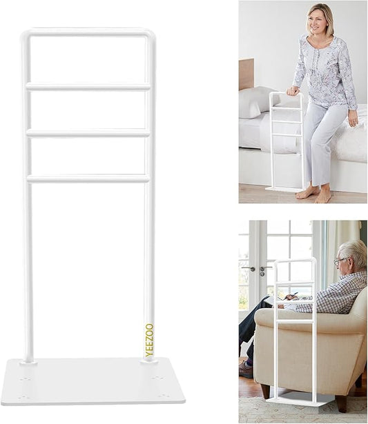 yeezoo Chair & Couch Stand Assist bar, Stand Assist Rail with Non-Slip Covers, Four Heights Heavy Duty Assist bar for Seniors Elderly, Adults and Others who Need Extra Help(Polished White)
