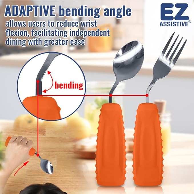 Adaptive Weighted Utensils Set – Spoon and Fork for Hand Tremors, Parkinson’s, Elderly, and Arthritis – Adaptive Eating Utensils for Weak Grip and Limited Mobility