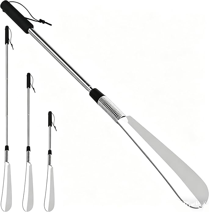 Telescopic Shoe Horn Long Handle 16" to 31" Metal Adjustable Length,Shoe Helper Tool For Seniors Adults Kids