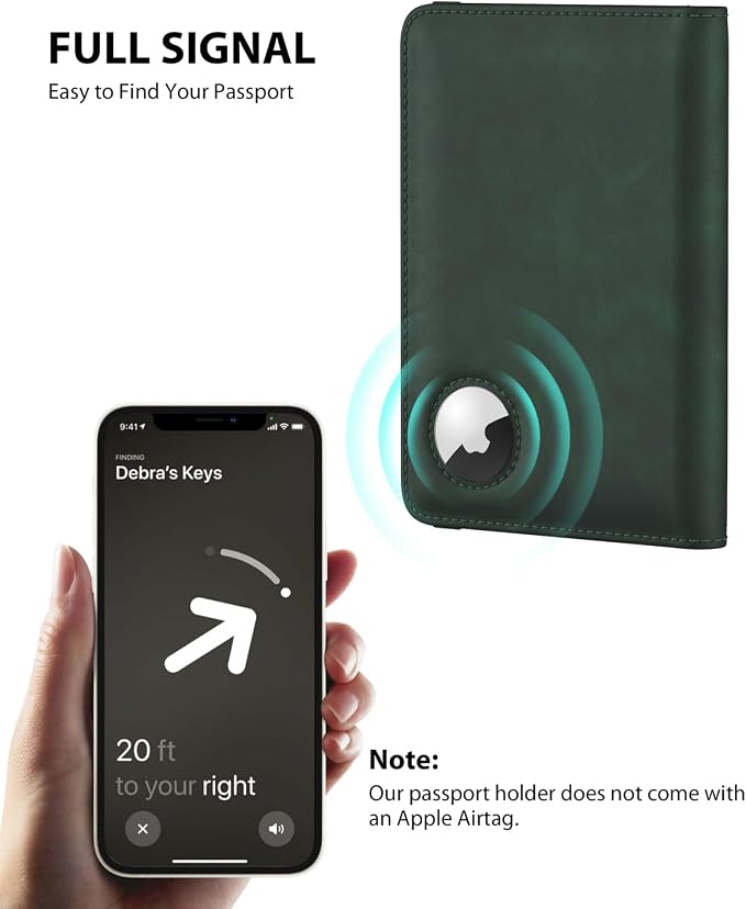 Stouchi AirTag Passport Holder – Slim RFID Travel Wallet | Ultra-slim, Waterproof PU Leather, 5 Card Slots, RFID Blocking, AirTag Slot – Perfect for US Passports