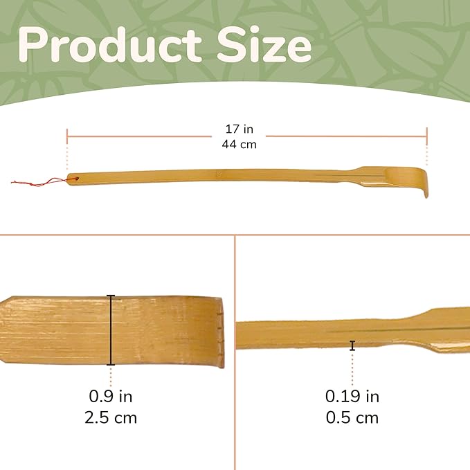 BambooMN 16.5 Inch Traditional Thin Travel Size Bamboo Wooden Back Scratcher Body Relaxation Massager Set for Itching Relief, 10 Units