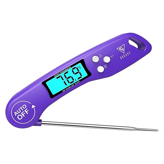 DOQAUS Meat Thermometer – Temperature Dial Thermometers for Cooking Backlight & Auto-Rotating Display, Kitchen Gadgets Essentials for BBQ Oven Grill Smoker Candy Purple