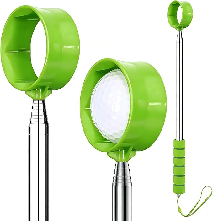 Golf Ball Retriever Telescopic, 9Ft Golf Ball Retriever for Water, Professiona Stainless Steel Ball Retriever Tool Golf, Light Weight Double Sided Golf Ball Grabber, Golf Accessories Gifts