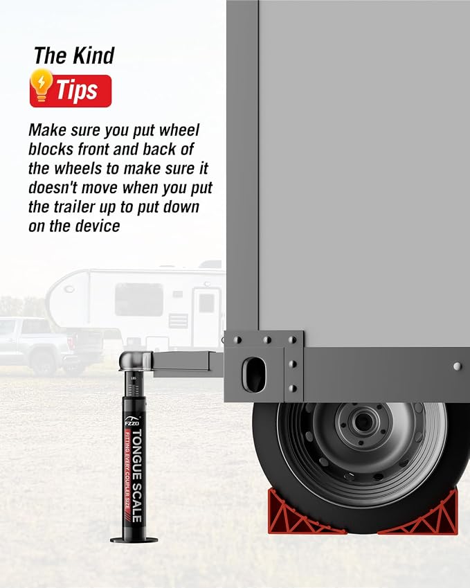 FZZD Trailer Tongue Weight Scale, 2000 lbs Max Weight Capacity, for RV, Boat, Travel Trailers, Black