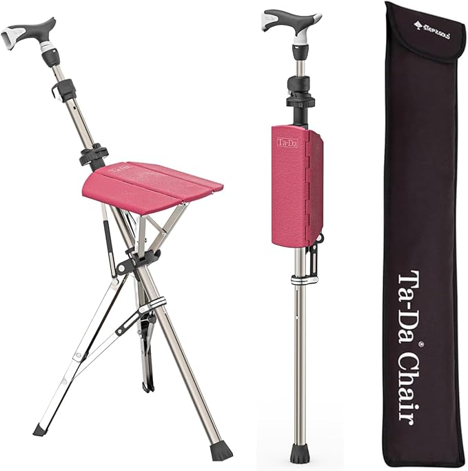 Ta-Da Chair Series 1 Pro, Portable Trekking Hiking Pole, Folding Walking Stick with Seat, Walking Cane with Chair, Foldable Chair, Lightweight Aluminum, Easy Carry and Storage, Anti-Slip