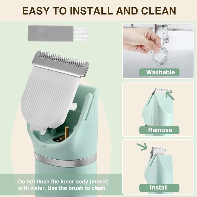 Bikini Trimmer for Women, Electric Razors for Women, IPX7 Waterproof&Easy Cleaning, Ceramic Blade,Rechargeable Pubic Hair Trimmer Womens,Gifts for Women,Green