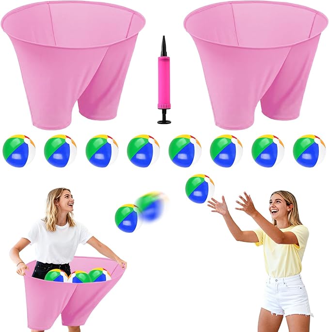 Granny Pants Outdoor Game with 8 Bouncy Balls and 1 Air Pump (Random Colors), 2PCS Granny Pants Game Baby Shower Funny Party Game for Adults & Family, Giant Pants Catch Granny Pants Yard Game