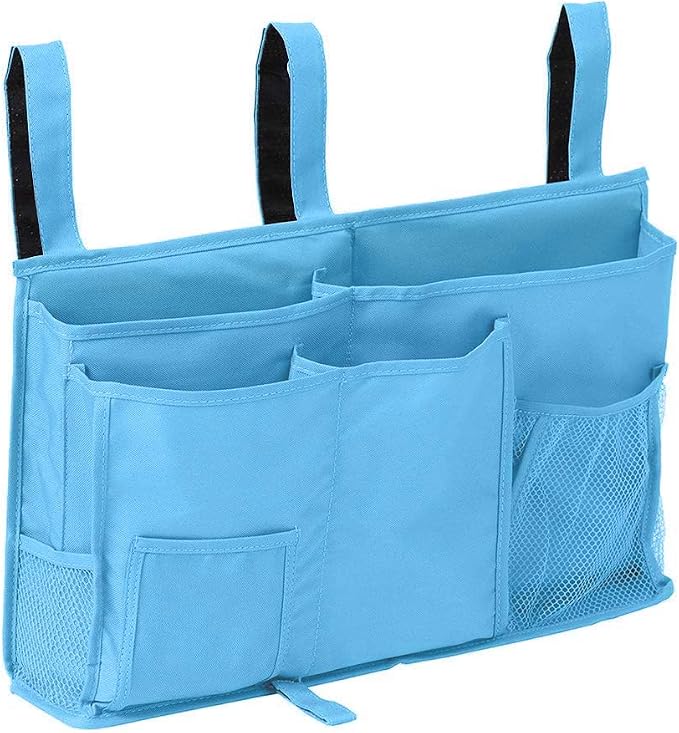 Createy Bedside Caddy Hanging Organizer Storage Bag Pocket for Bunk and Hospital Beds, College Dorm Rooms, Baby Bed Rails, Camp - 4 Pockets and 2 Hooks