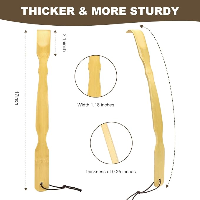 YIMICOO 3 Pack Wooden Back Scratcher, 17 Inch Curved Long Handle Bamboo Back Scratchers Ideal Gifts for Adults Men Women, with Beautiful Gift Packaging