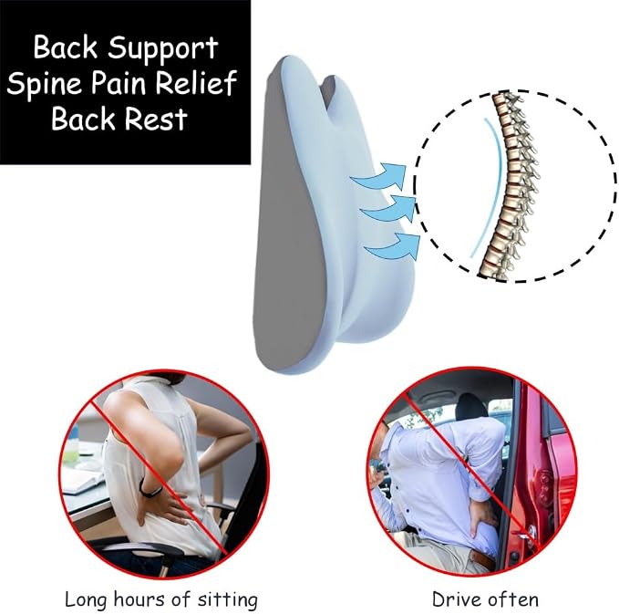 King Mills Plus Size Lower Back Support for Office Chair, Ergonomic Back Support for Office Chair Women w. Back Pain, Memory Foam Filling Car Lumbar Pillow for Pain Relief & Back Rest, Blue
