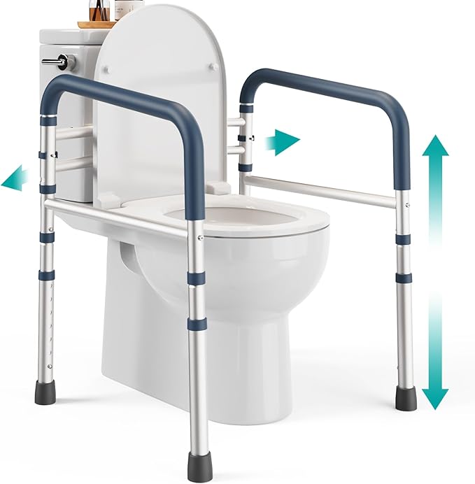PELEGON Toilet Safety Rails (350 lb) - Adjustable Toilet Safety Frame & Rails, Toilet Safety Rail for Elderly Adults, Toilet Handles for Seniors, Toilet Bars for Elderly & Handicap