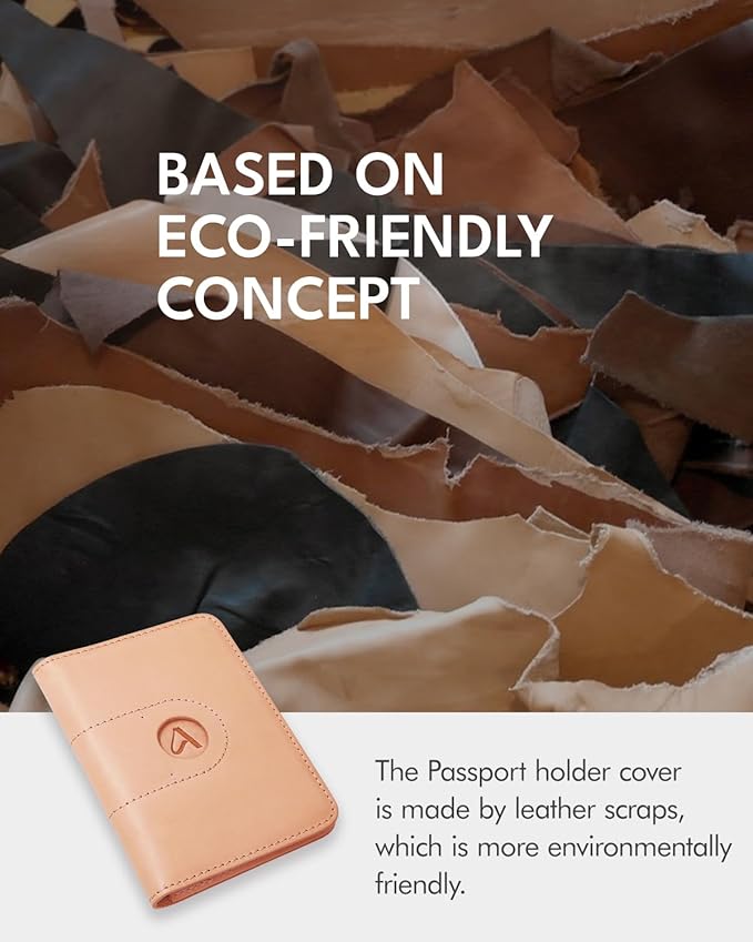 ALLIVE Passport Holder for Travel, Genuine Leather Passport Cover Wallet with AirTag Slot for Women and Men, Travel Must Haves Airport Essentials, Travel Gifts, Beige