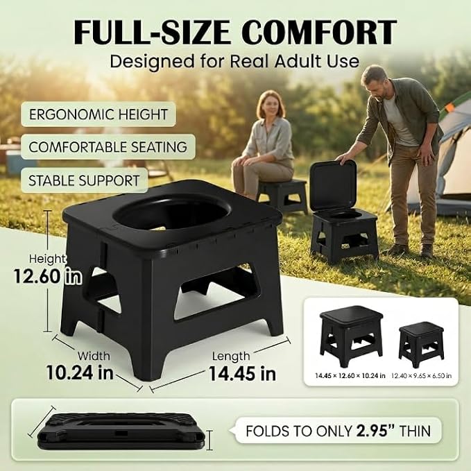 Camping Portable Toilet for Travel Adults Collapsible Foldable Potties with Lid Liner Outdoor Travel Toilet Boat Emergency Must Have Personal Care Products for Adult Kid Dry Multifunctional