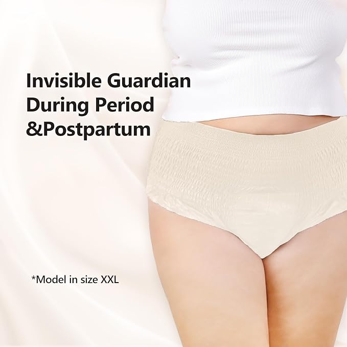 MOLLIS Disposable Period Underwear, Postpartum Panties, XXL, Beige, 16Ct | Heavy Flow Period Underwear, Superior Absorbency, Leak Proof Design, Maternity Knickers, Soft Comfort Fit, Unscented