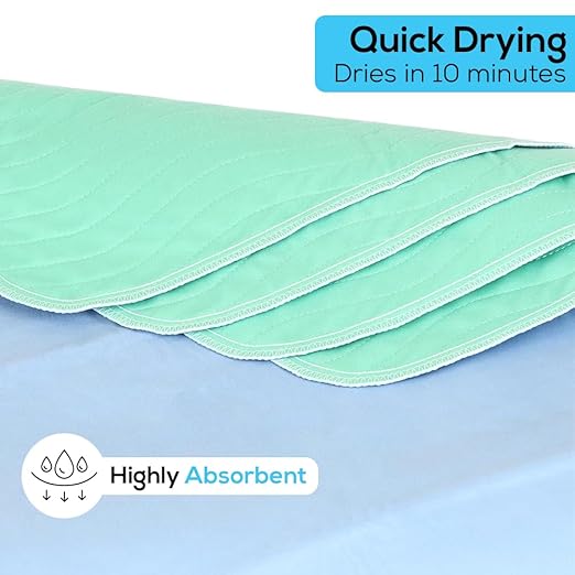 Simpli-Magic Washable Underpads, 34"x36" (Pack of 6) - Heavy Absorbency Reusable Bedwetting Incontinence Pads for Kids,Adults,Elderly,and Pets - Waterproof Protective Pad for Bed,Couch,Sofa,Floor