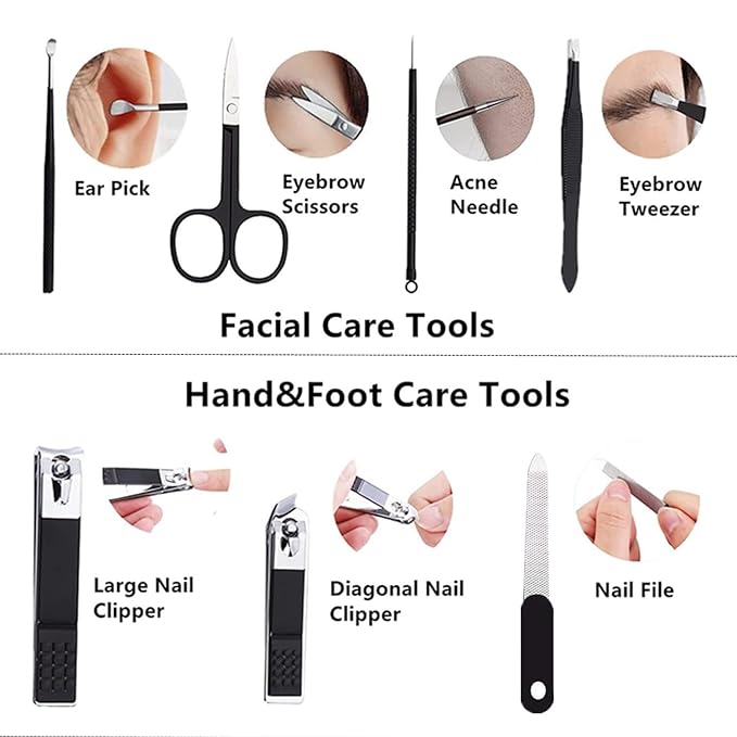 Nail Clipper Kit Valentine's Day Gfit for Men Women Nail Clipper Set Manicure Kit with Case Toe Finger Nail Clippers Personal Care Tools Travel Manicure Set Nail Clipper Grooming Kit for Men Women