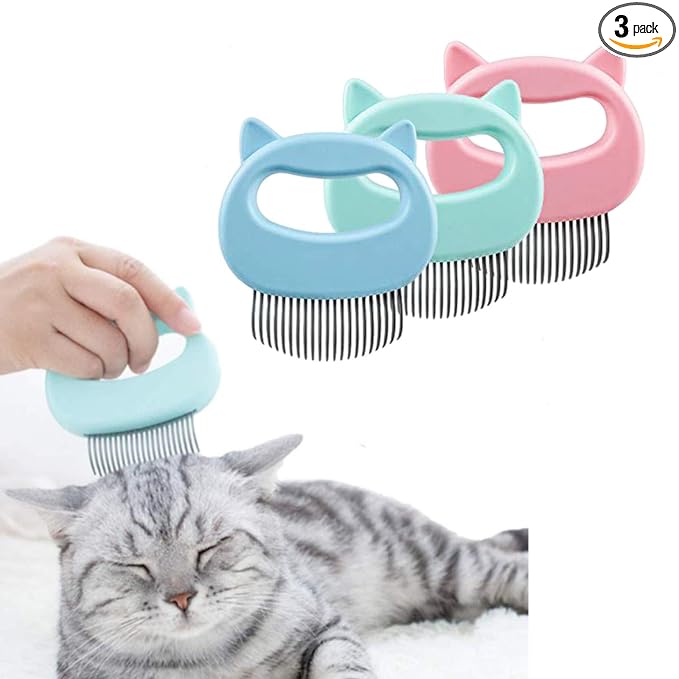 3 Pcs Cat Dog Comb Pet Hair Grooming Massage Comb, Cat Dog Hair Shedding Brush Pet Shell Comb for Removing Matted Tangled Fur and Loose Hair (Blue,Green, Pink)