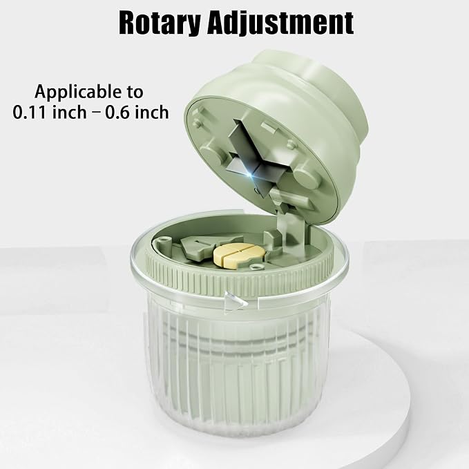 3-in-1 Pill Crusher Fine Powder - 1/4 1/2 Pill Cutter Splitter for Small and Tiny, Grinder for Elderly with Storage and Measuring Cup (Light Green)