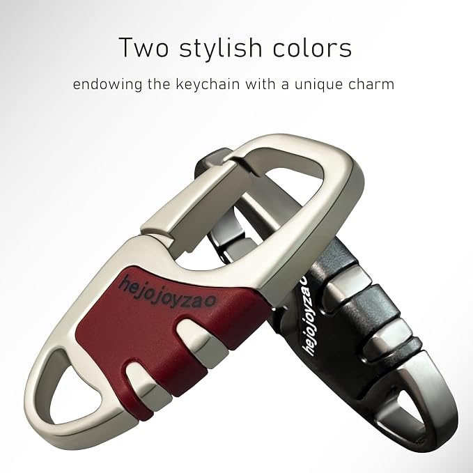 Keychain Carabiner Clip,Heavy Duty Belt Loop Car Key Ring Holder | Durable metal build, mens EDC accessory, 4 key rings, secure locking D-ring, fits belt loops, holds home, car key fobs