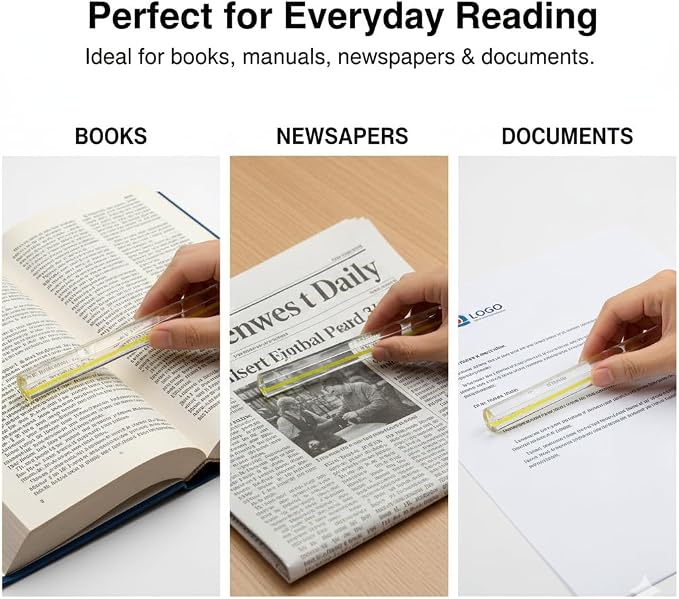 4Pack Acrylic Reading Line Magnifier, 6" Half-Round Bar | Crystal Clear, Lightweight, Distortion-Free, Ideal for Seniors, For Books, Documents & Newspapers