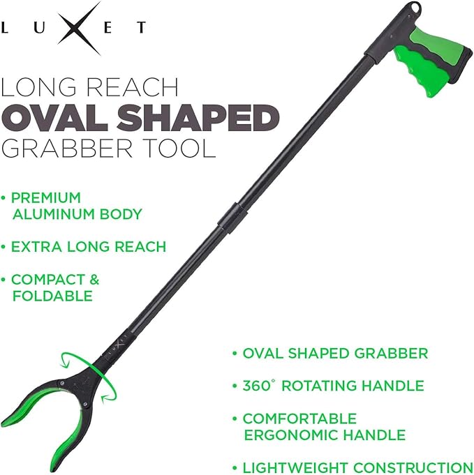 Grabber Reacher Tool - 2 Pack - Latest Version Long 32 Inch Foldable Pick Up Stick - Strong Grip Magnetic Tip Lightweight Trash Picker Claw Reacher Grabber Tool Elderly Reaching - by Luxet (Green)