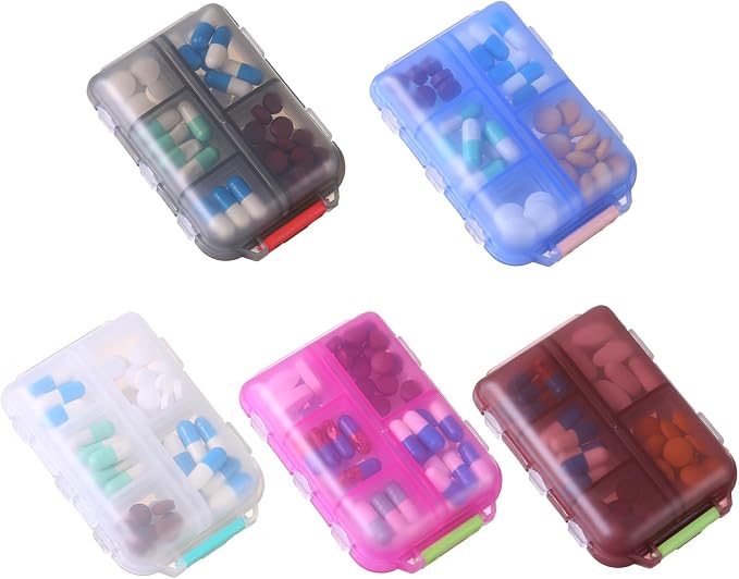 1Pack Travel Pill Organizer - 10 Compartments Pill Case, Compact and Portable Pill Box, Perfect for On-The-Go Storage, Pill Holder for Purse Gray