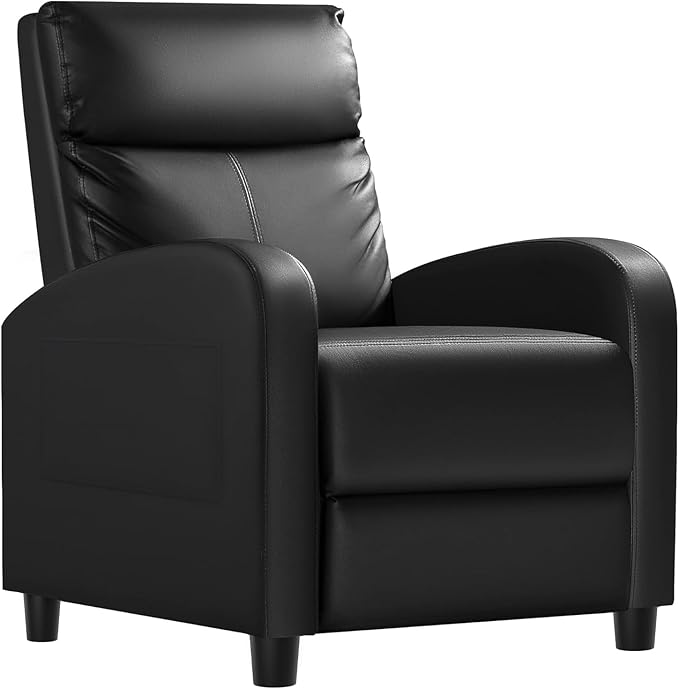 Homall Recliner Chair, Recliner Sofa PU Leather for Adults, Black Recliners | Home Theater Seating with Lumbar Support, Reclining Sofa Chair for Living Room