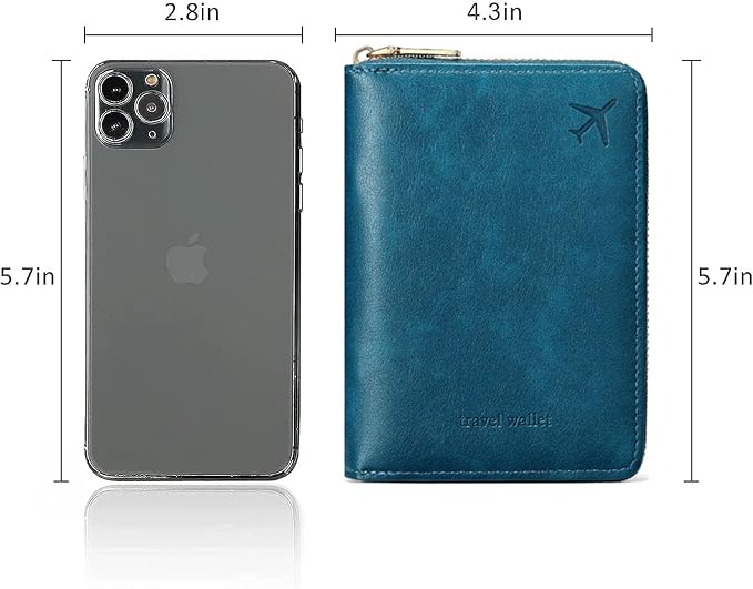 Passport Holder for Travel Women and Men RFID Passport Holder with Zipper Passport Case Passport cover Passport Wallet Travel Essentials and Accessories