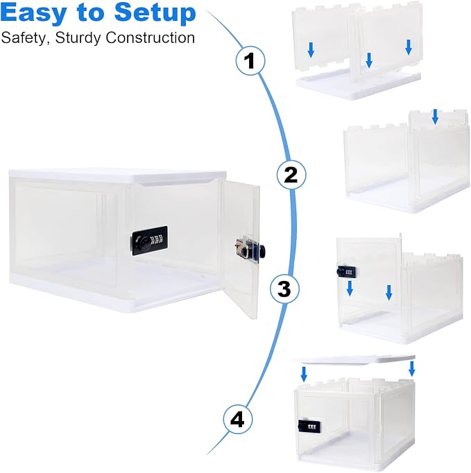 Large Lockable Clear Storage Box for Food, Tech and Home Safety, Medicine Lock Box for Safe Medication, Lockable Storage Bin, Refrigerator Storage Bins, Tablet Phone Jail (Clear)