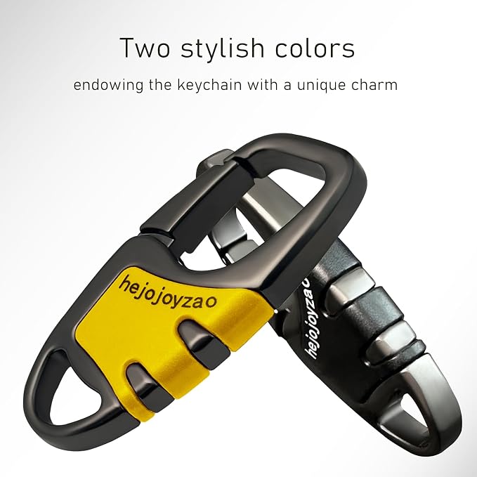 Keychain Carabiner Clip,Heavy Duty Belt Loop Car Key Ring Holder | Durable metal build, mens EDC accessory, 4 key rings, secure locking D-ring, fits belt loops, holds home, car key fobs