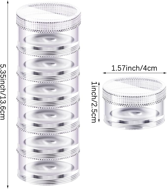 Sieral 6 Pack 7 Day Stackable Pill Organizers Round Pill Organizer Case Stackable Weekly Supplements Vitamins Individual Storage Container Boxes Holder Dispenser with Lids for Travel Medicine, Clear