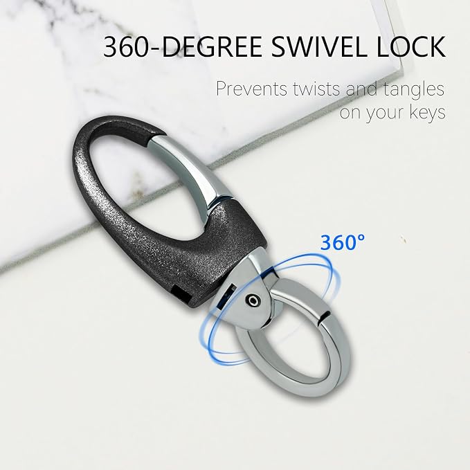 Keychain Quick Release Double Carabiner Clip with D Ring Key Rings, Unisex Belt Loop Key Holder for Home Car Keys