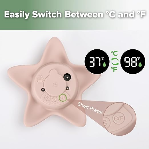 Haakaa Silicone Baby Bath Thermometer – Water Temperature Thermometer for Baby Safety, Floating Infant Bath tub Temp Thermometer for Newborns & Toddlers - Starfish