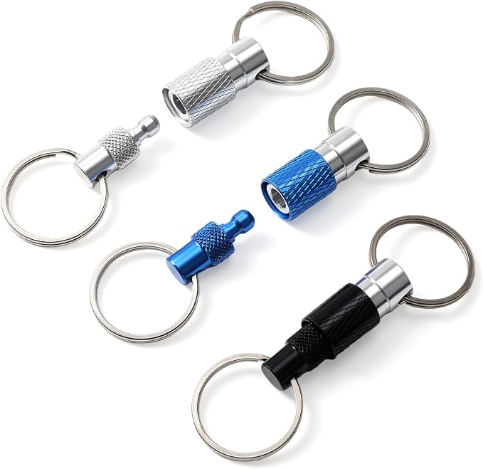 Quick Release Keychain, 3-Pack, Detachable, Split Rings | Minimalist Pull-Apart Key Ring for Car Keys, Purse & Bag (3 Colors)