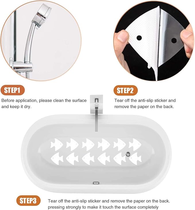 Bathtub Stickers Non-Slip, 24 PCS Safety Shower Treads Adhesive Appliques with Premium Scraper
