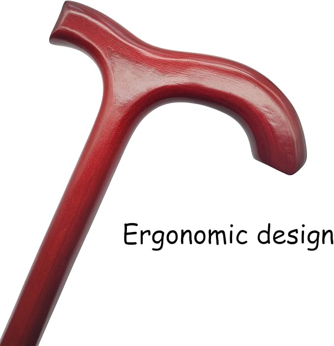 FLYDRUM Wooden Walking Cane for Men and Women, One-Piece Wood Cane, 36 Inch Wood Walking Stick for Men and Women, Ergonomic Wood Cane for Seniors