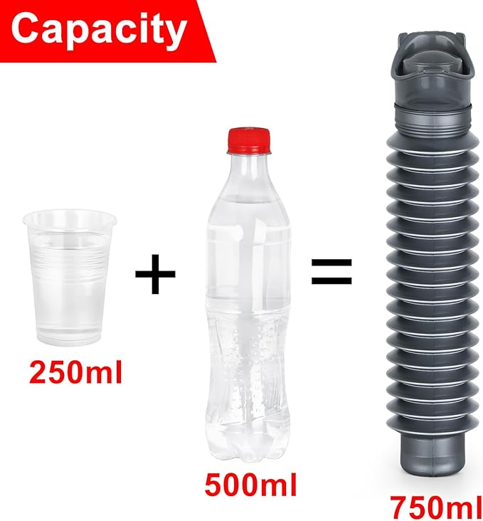 Pee Bottles For Men,Collapsible Urine Bottle With Disposable Replacement Bags,Car Pee Bottle For Men And Women,750ml,Leakproof,2-Piece Set Emergency Urinal For Road Trips,Traffic Jams And Camping