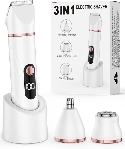 Bikini Trimmer for Women, Nose Hair Trimmer, Painless Electric Razor, Smooth Facial Hair Remover, Body Hair Trimmer for Legs and Armpit