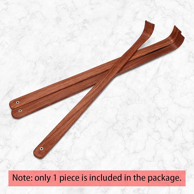 Tomorotec Wooden Back Scratcher, Long Handle Itch Relief, 16 in, Yellow | Streblus Elongatus Wood Body Massager Set, Handcrafted Relaxation Tool For Men Women Adults, Smooth Comfortable Grip Design