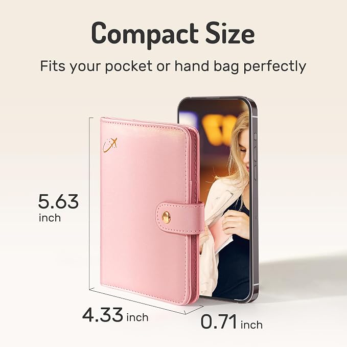 Forvencer Passport Holder Cover with Money Pocket, RFID Passport Wallet | Premium Passport Cover, Cute Passport Book Card Case, Waterproof Travel Accessories for Women, Rose Gold