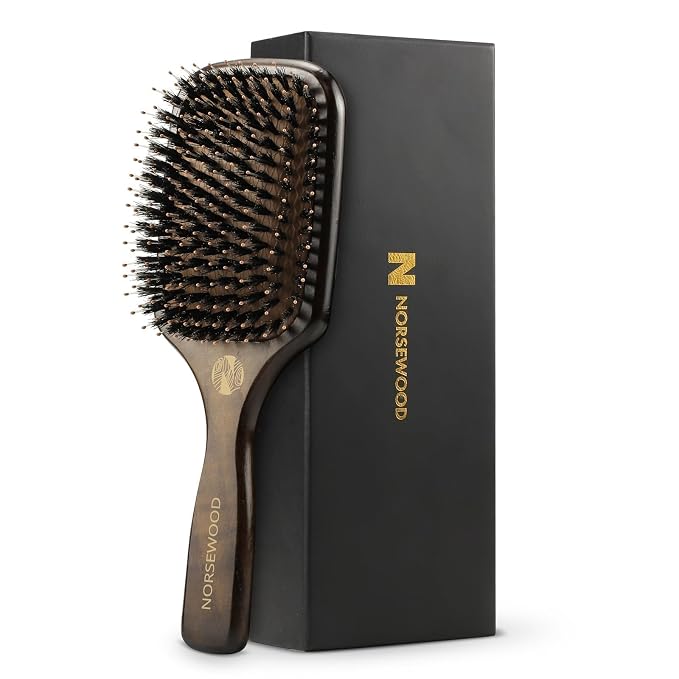 Boar Bristle Hair Brush Set, Soft Bristle Detangler for Enhancing Shine | for Long, Short, Thin, Curly, Straight, or Wavy, Hairbrush Great for Men, Women, and Kids