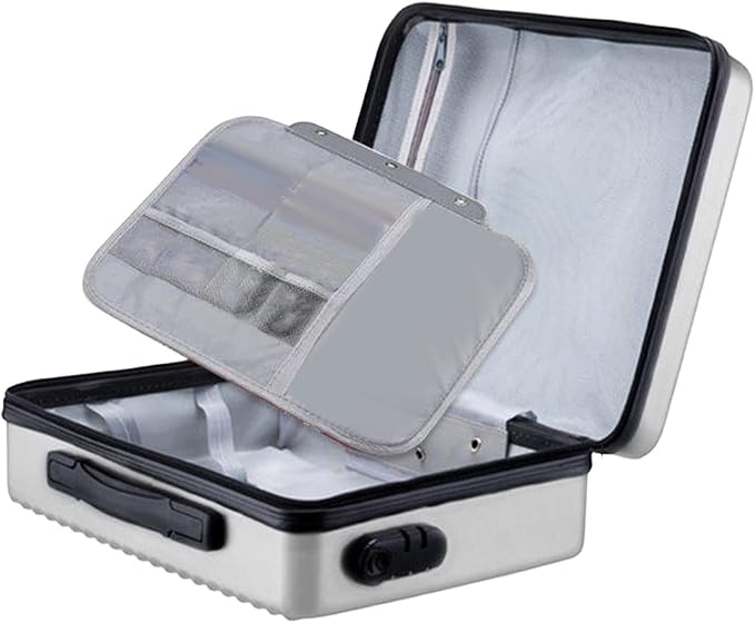 Fireproof Document Box Secure Storage Hard Shell Container Organizer Bag for Professionals Certificates, Silver