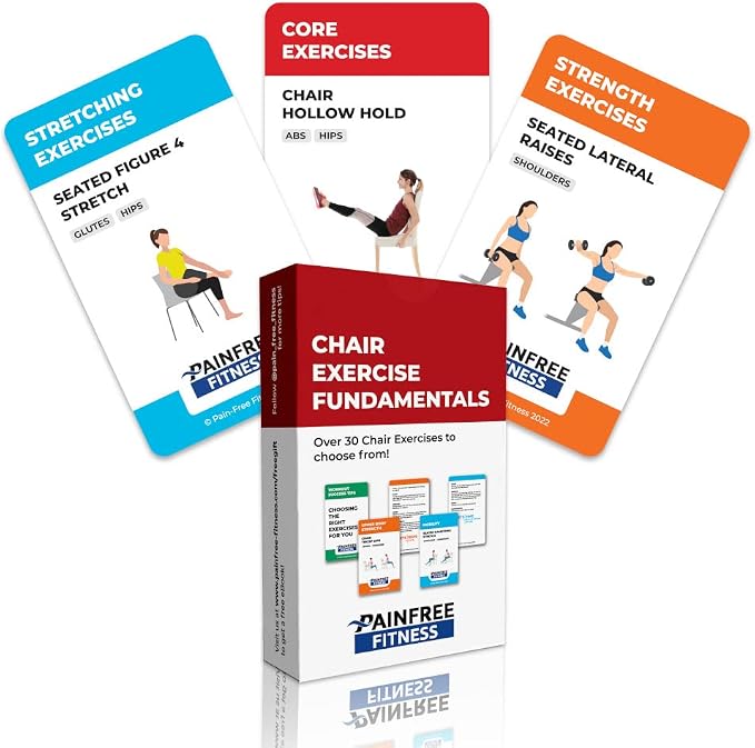 35 Seated Chair Workout Cards for Women & Men 3x5'' - Fundamentals Chair Yoga Cards Deck Suitable for Mobility-Limited Individuals - Bend & Tear-Resistant
