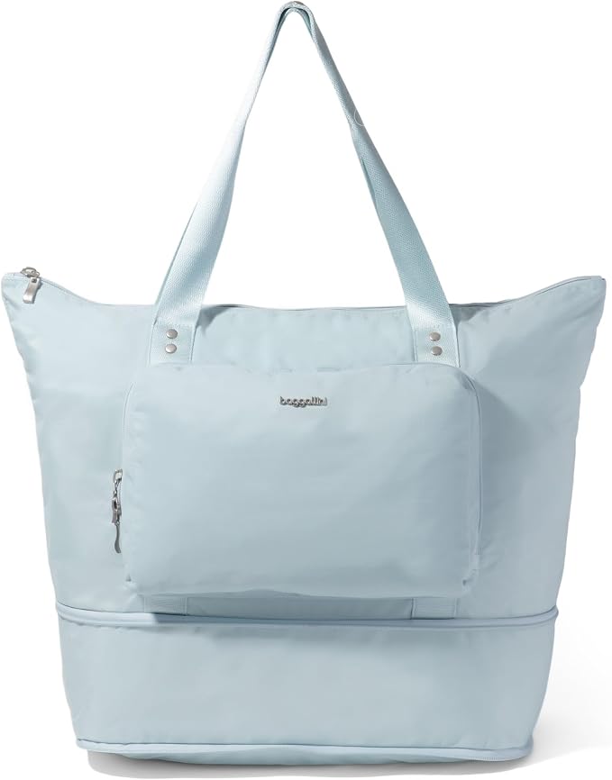 Baggallini Carryall Expandable Lightweight Travel Tote 22" Packable Folding Compact Nylon Washable Weekender w/Luggage Sleeve