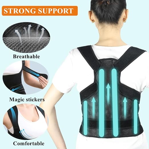 WEEOATAR Upper Back Support Posture Corrector Strap Posture Trainer, Breathable, Easy to Wear with Magic Sticker Back Brace to Improve Posture for Adults and Kids (Pink, M)