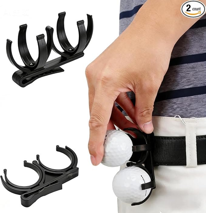 2PCS Golf Ball Holder for Bag - Quick Release Golf Ball Retriever & Tee Holder with Clip, Durable Golf Bag Accessories, Golf Gifts for Men - Fits Stand, Carry & Cart Bags for Easy Access on Course